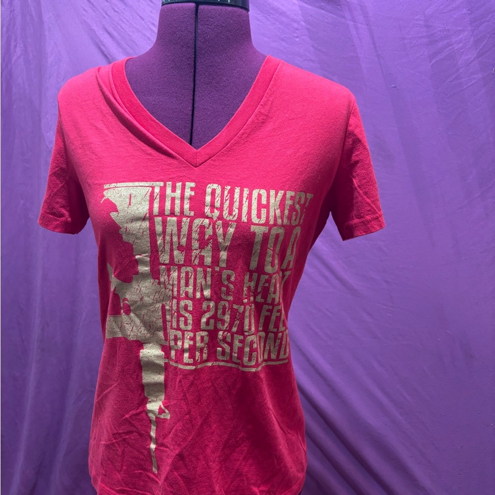 Grunt Style Red Graphic V-Neck Short Sleeve Tee